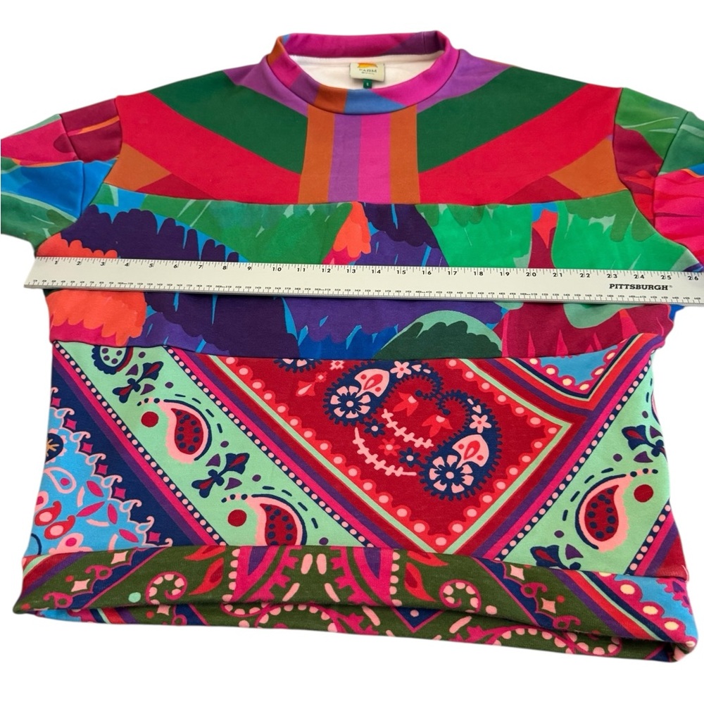 FARM Rio Colorful Patchwork Print Oversized Top Small - Picture 8 of 13